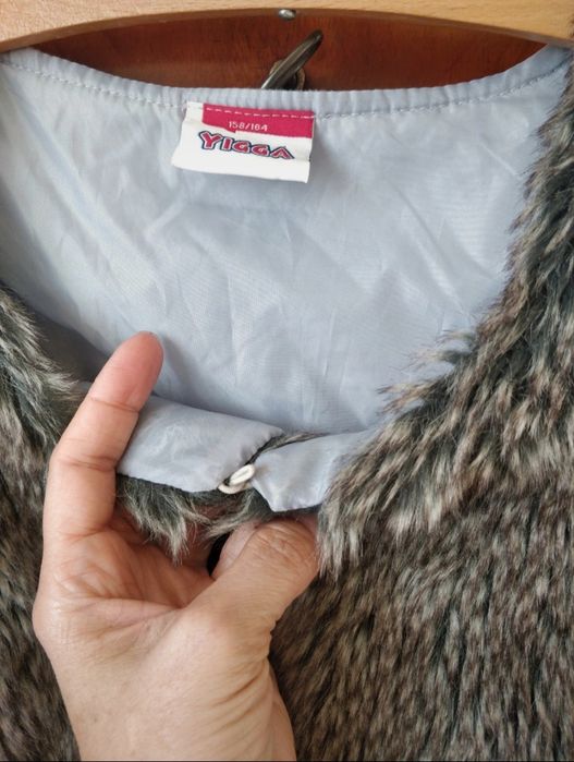 Kamizelka sztuczne futerko i bawełna 158 cm