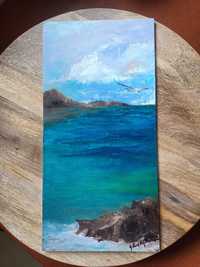 Obraz olejny, " Ciepłe morze" 16,5x33,5 cm Promocja