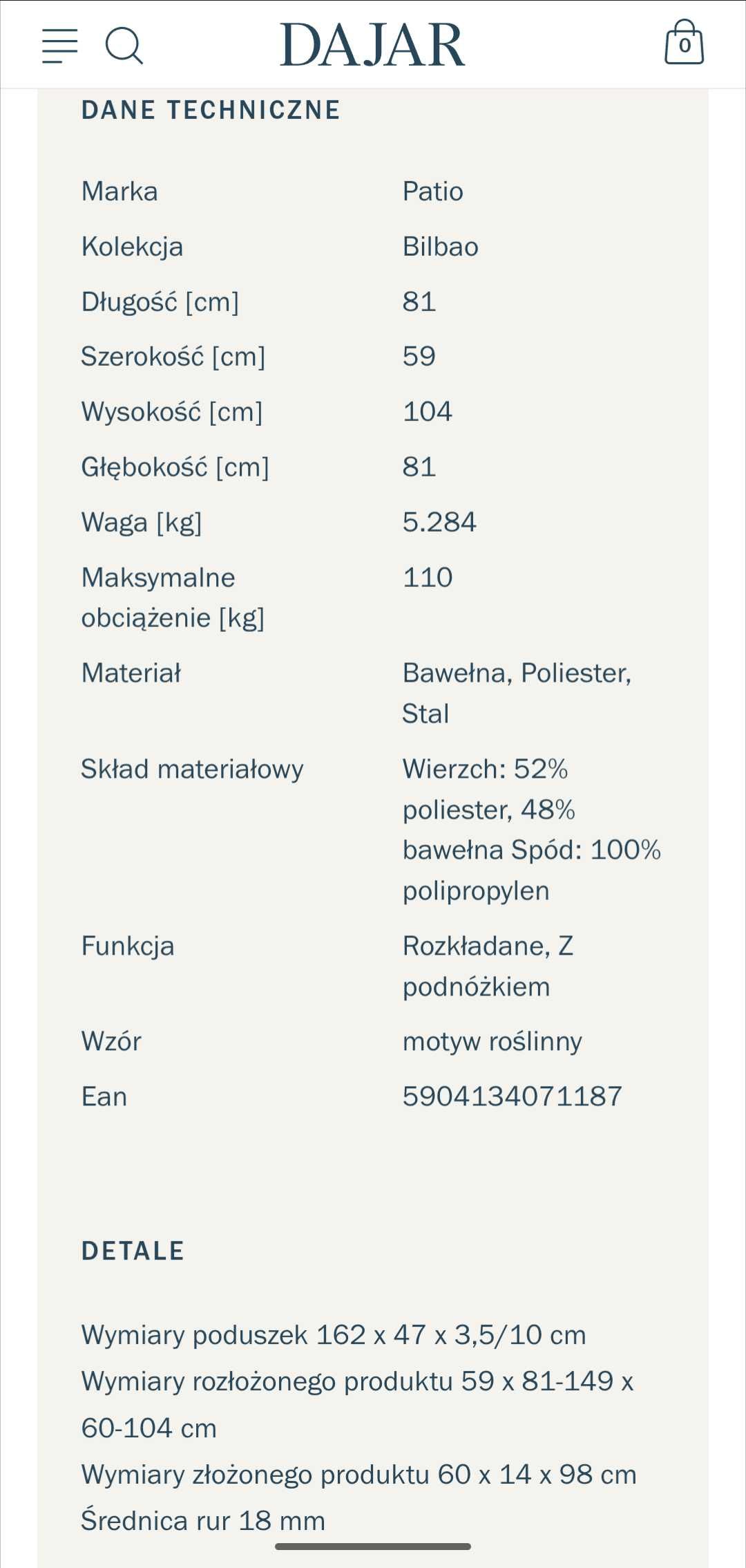 Fotel/Leżak ogrodowy, balkonowy