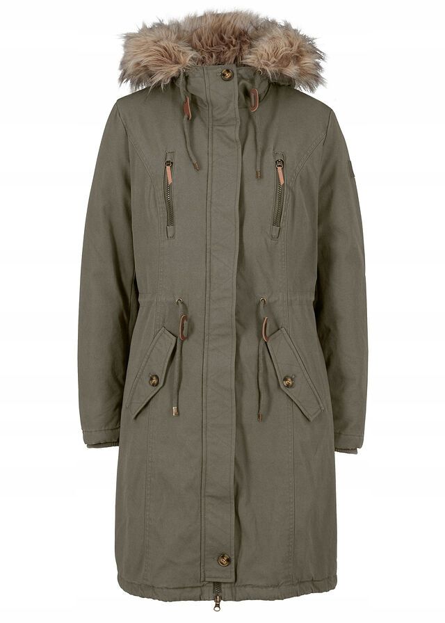 B.P.C parka khaki z kapturem z futerkiem damska 38.