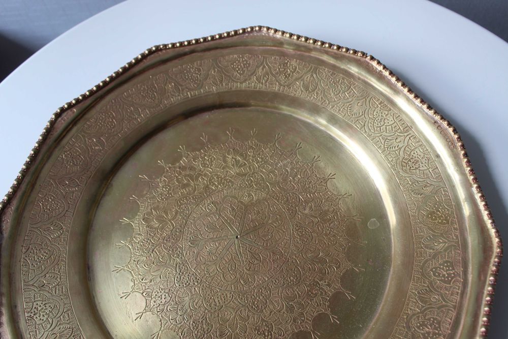 Блюдо, таця, з орнаментом, 32 см, бронза, Німеччина