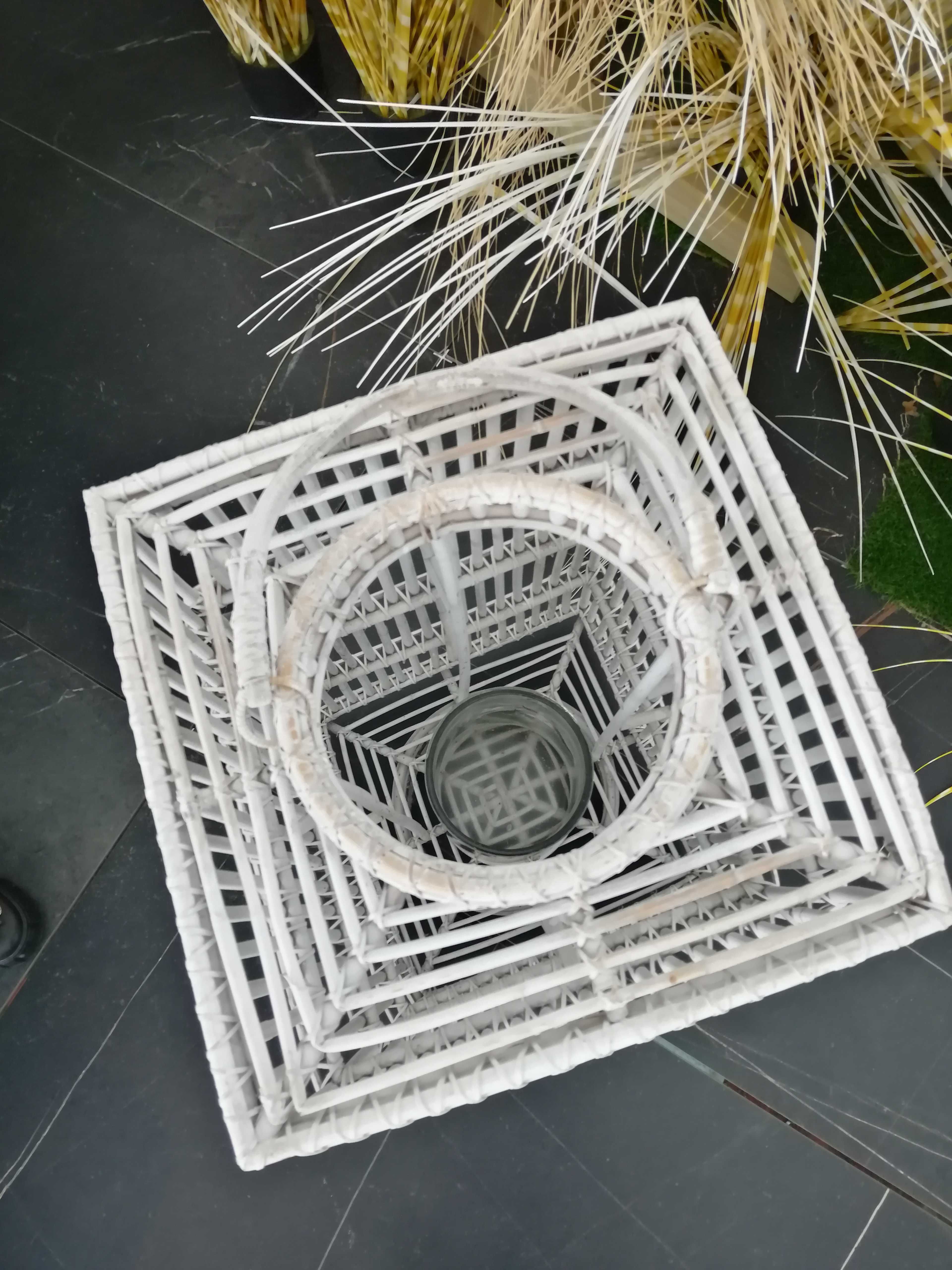 Lampion kwadratowy ROUSILLON 75 cm biały przecierany - EKSPOZYCJA