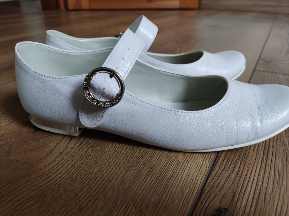 Buty białe komunia baleriny Miko 812 36,37