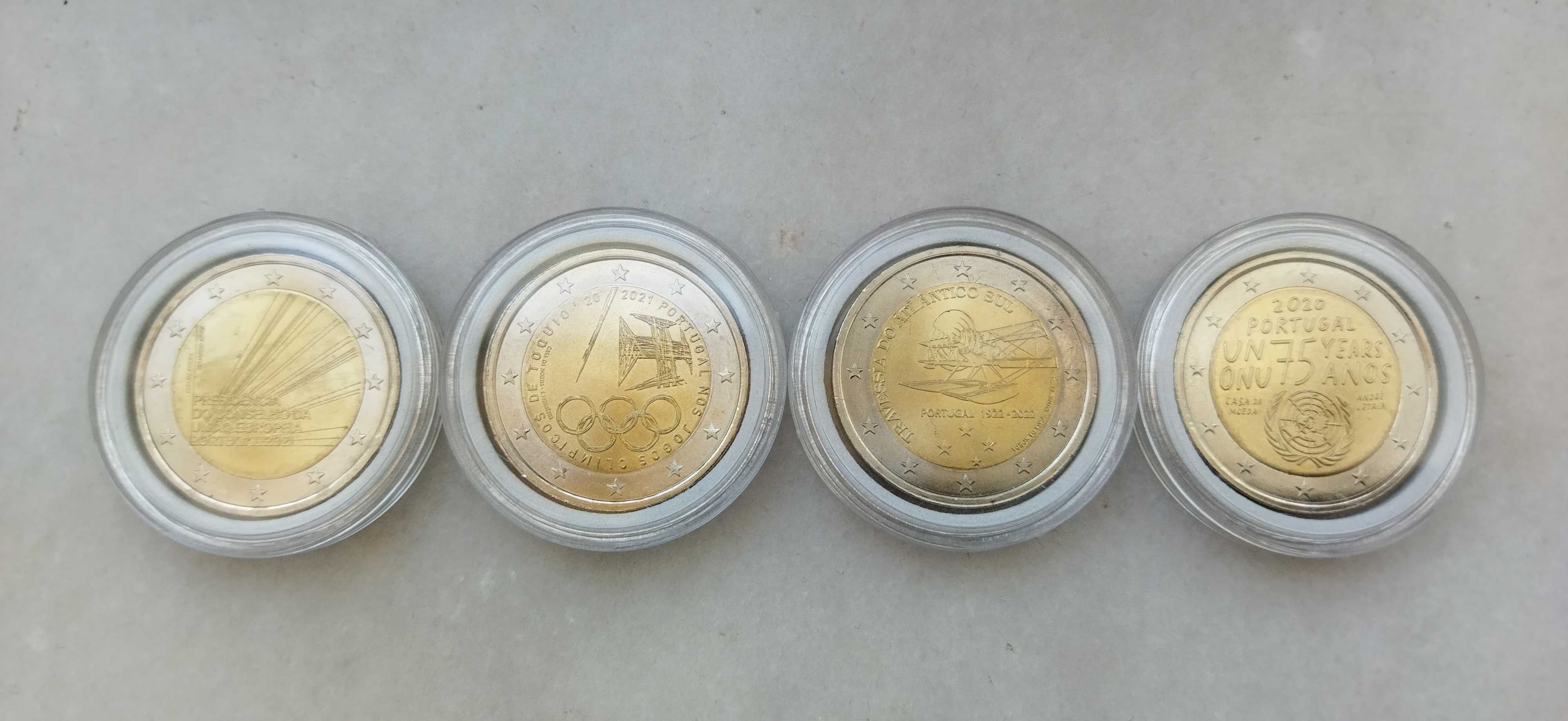 Conjunto de 4 moedas de 2€ comemorativas de Portugal