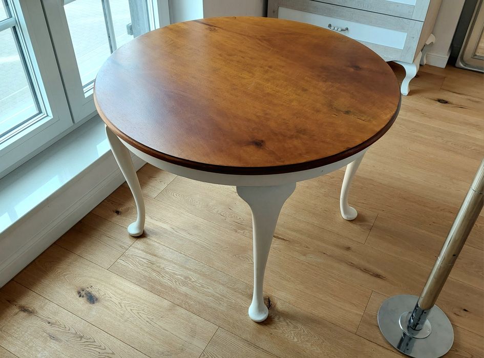 Stół okrągły drewniany biały. 90 cm