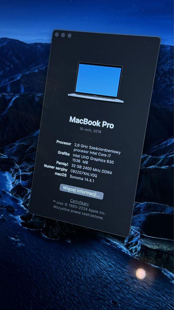 Macbook Pro 15” i7 32GB 500GB 2019