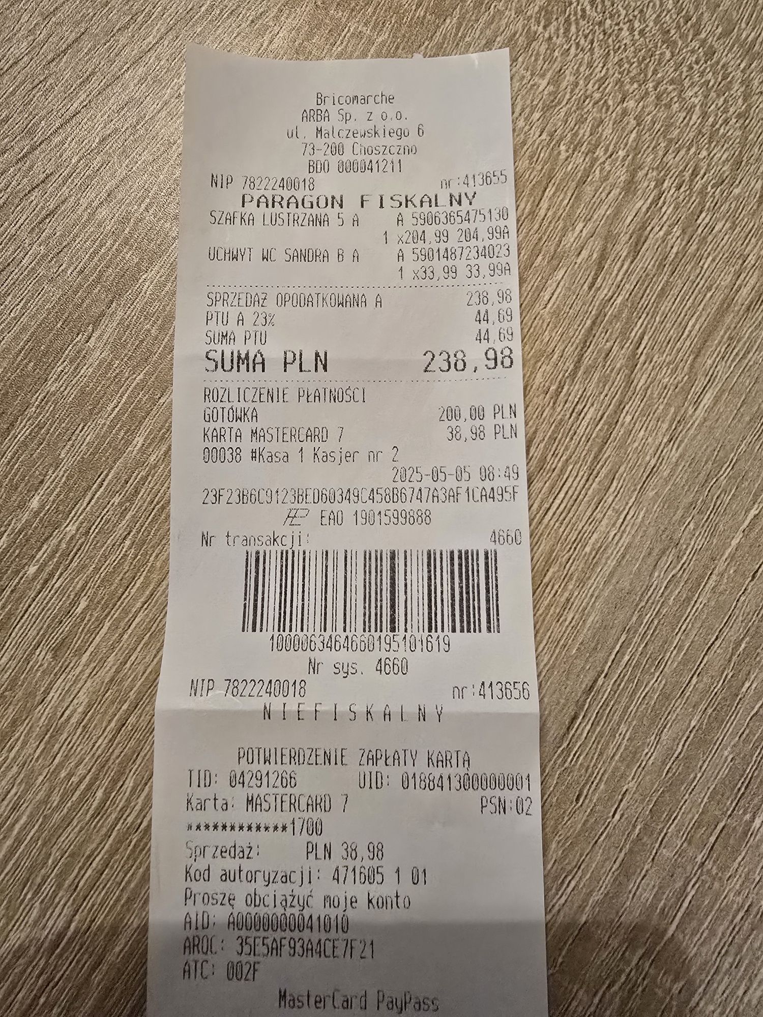 Szafka nad umywalkę