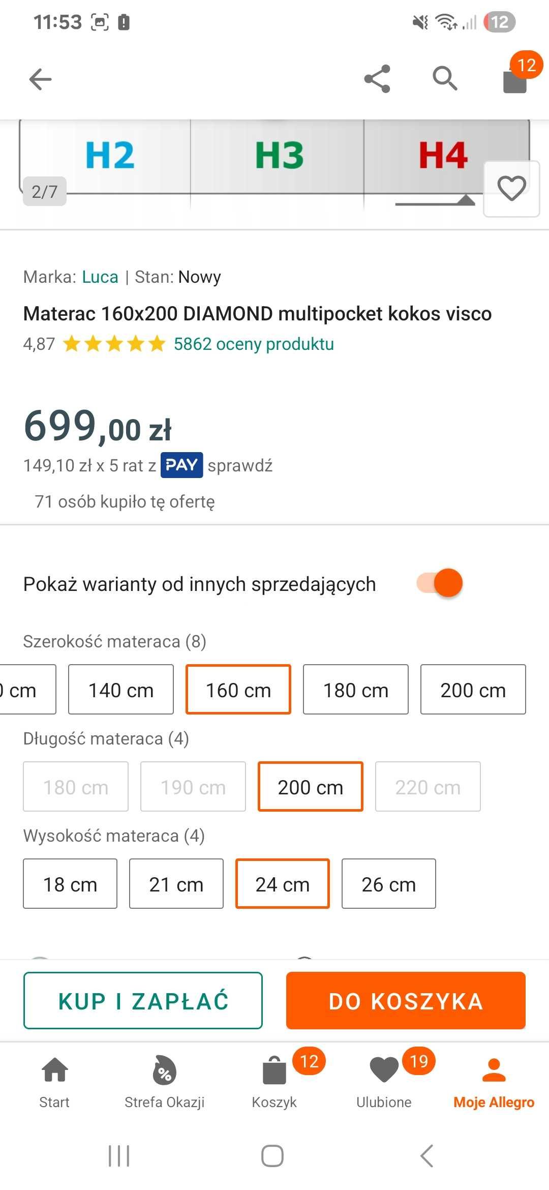 Materac NOWY ! 160x200 do łóżka