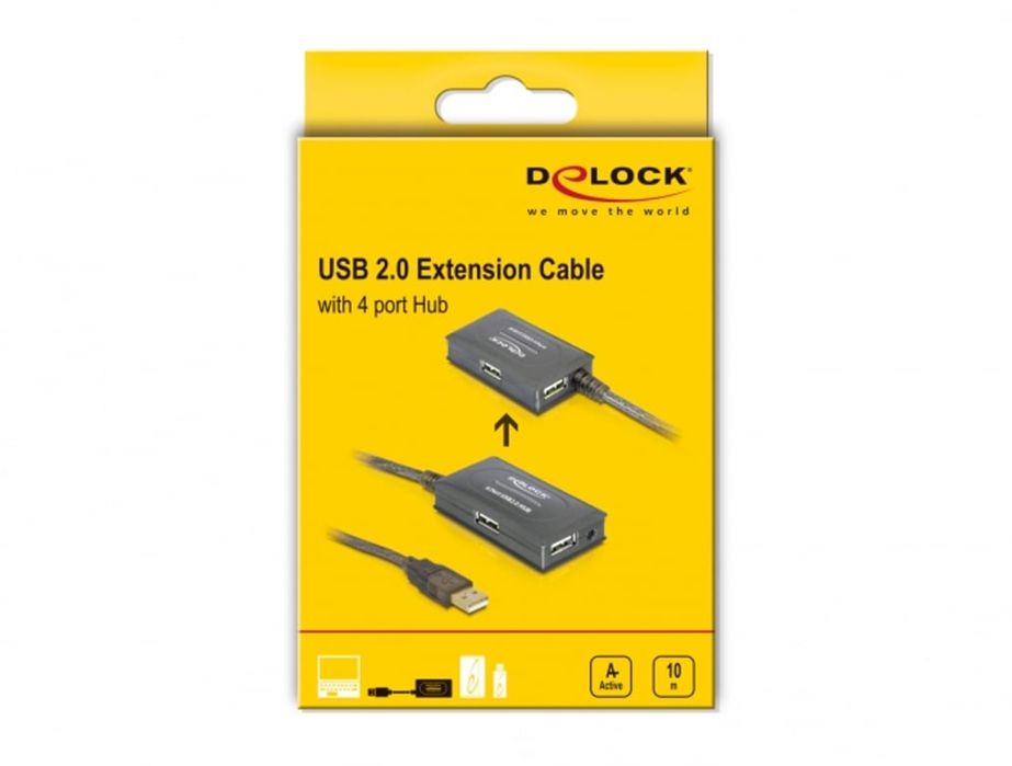 DeLOCK Przedłużacz USB 2.0 10 m aktywnych z hubem 4 Ports