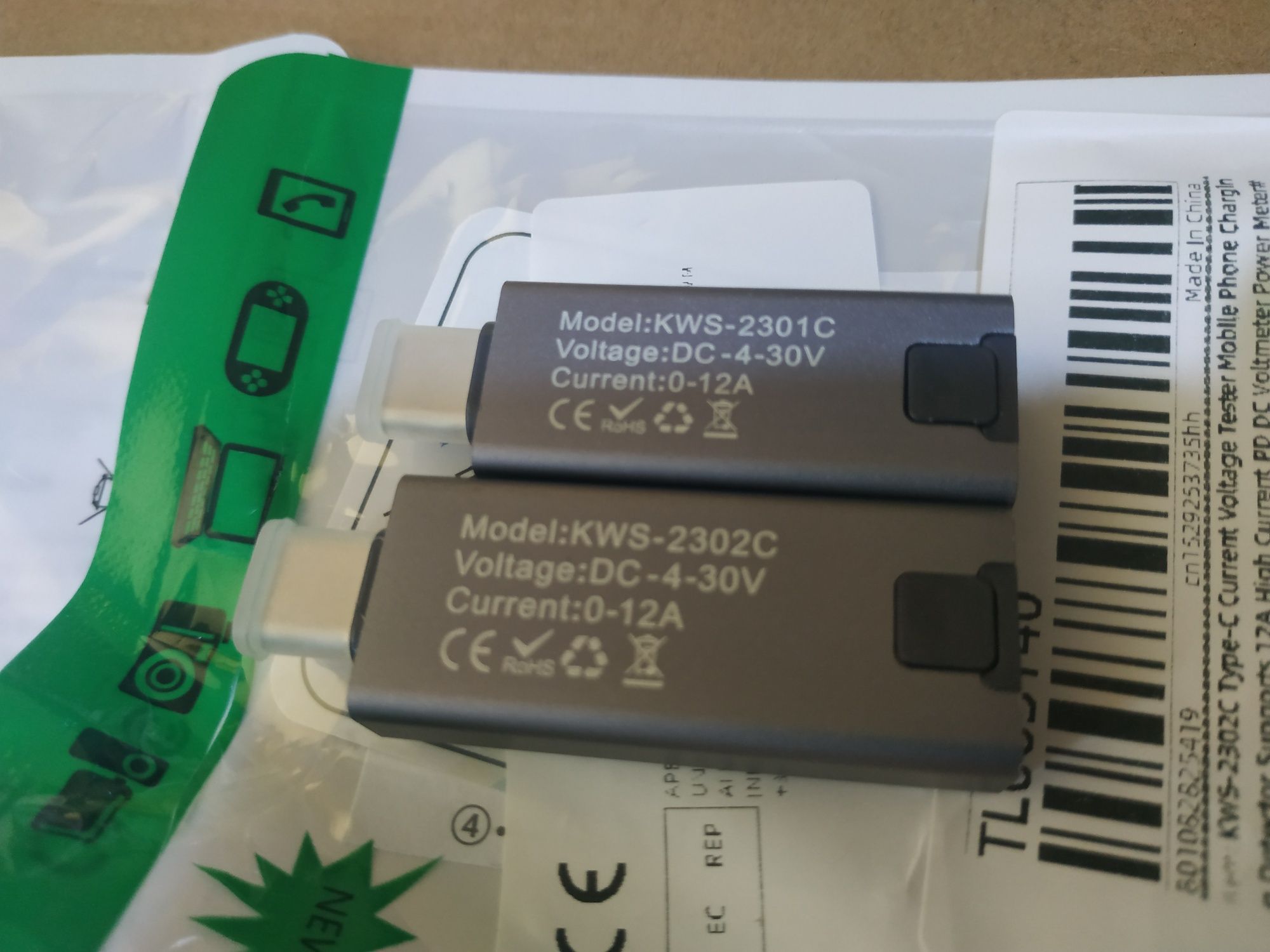 UsbUSB-C тестер KWS-2301C, 2302C 4-30V 0-12A