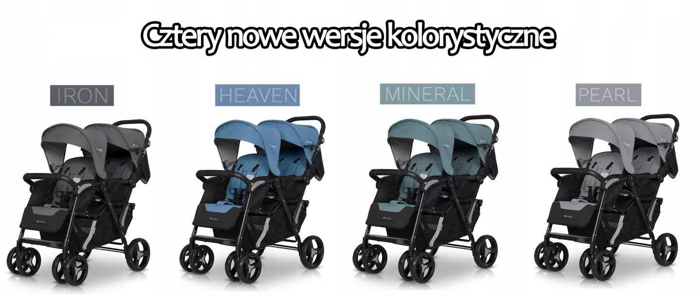 KOMPAKTOWY Wózek Spacerowy Bliźniaczy TANDEM Rok po Roku EasyGo FUSION