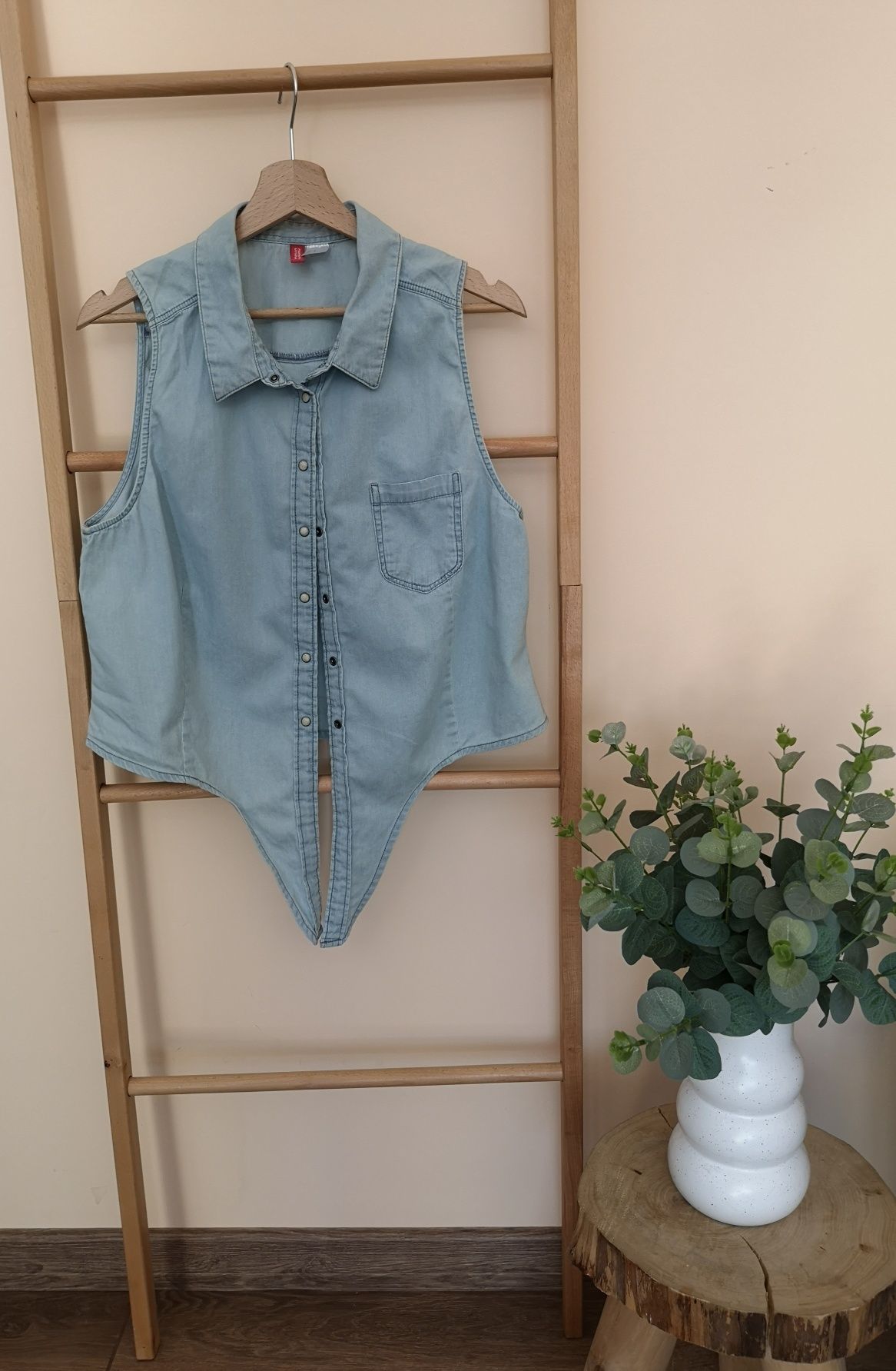 Bluzka koszula zapinana na napy Bez rękawów Wiązana H&M Rozmiar 44 XXL