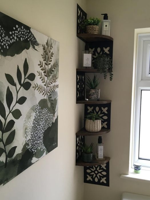 Rustykalna Narożna Dekoracyjna Półka 5 Poziomowa Kwiatowy Wzór Na Ksią