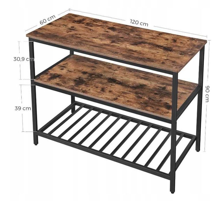 wyspa kuchenna z dużym blatem,  metalowa rama, 120 x 60 x 90 cm,