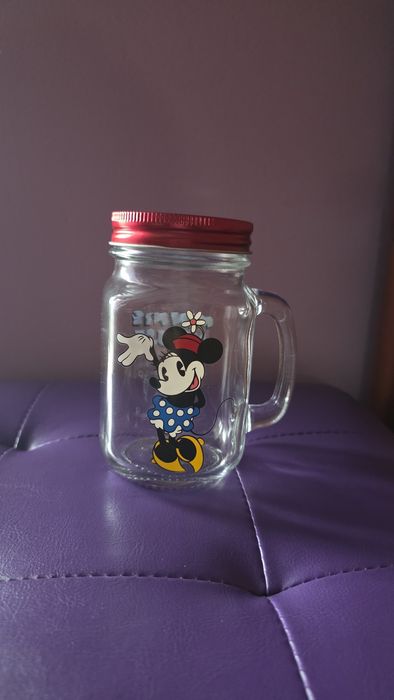 Copo vidro com tampa - Minnie Mouse