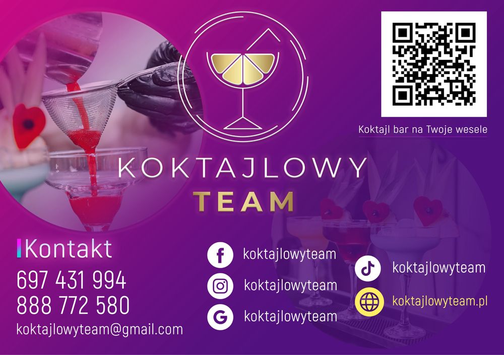 Barman na wesele!!! Drink bar Koktajlowy Team