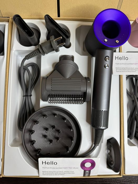 Фен для волосся з 5 насадками (Дифузор, Насадка щітка для пригладження