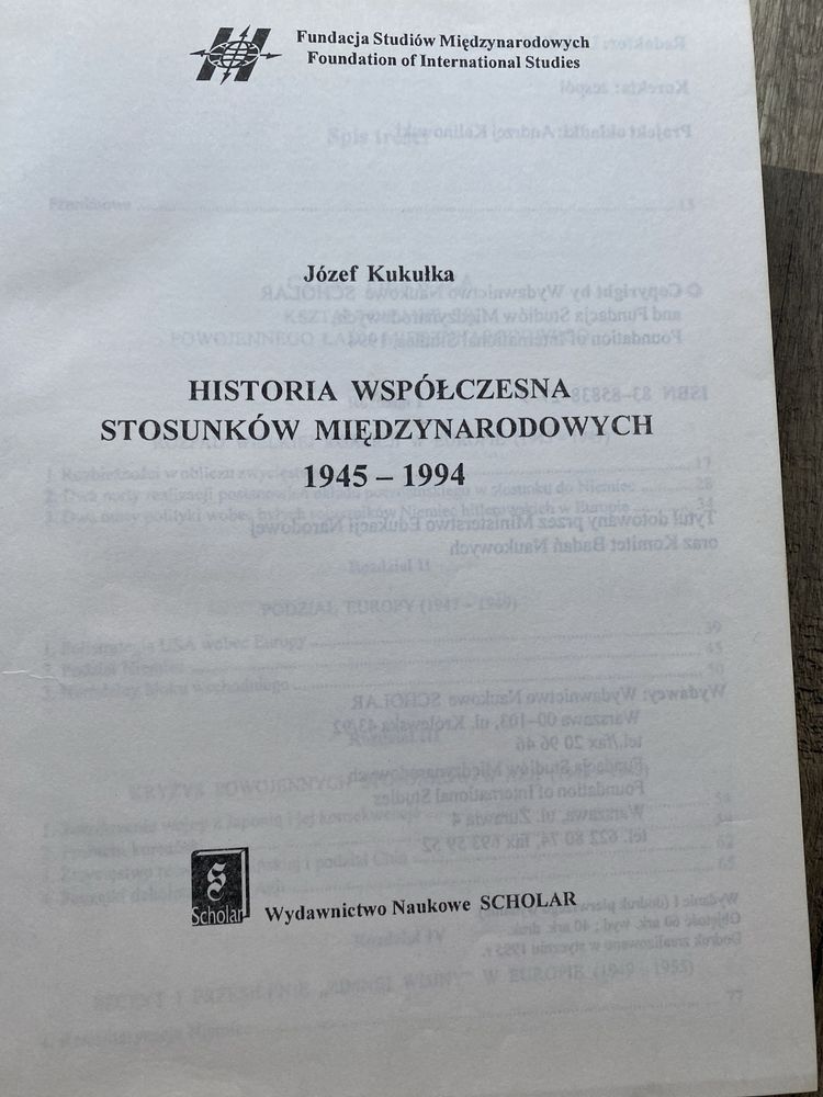 Historia współczesna stosunków międzynarodowych, Józef Kukułka