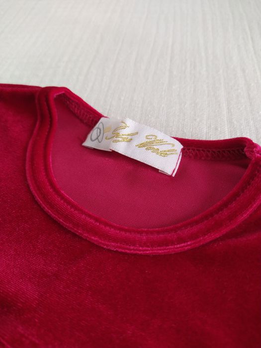 Welurowa świąteczna sukienka Baby World 86 dla dziewczynki czerwona