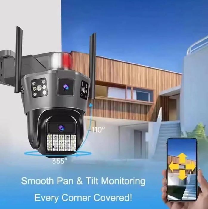Камера працююча без інтернету 4G сім поворотна подвійна вулична v380