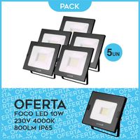 PACK 5 Focos LED 30W Exterior + Foco LED 10W Jardim