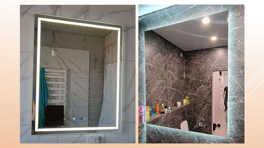 Дзеркало у ванну з led підсвіткою з поличкою  Зеркало с лед подсветкой