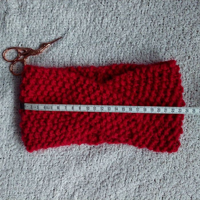 Opaska ręcznie robiona na drutach handmade 100% wełna czerwona