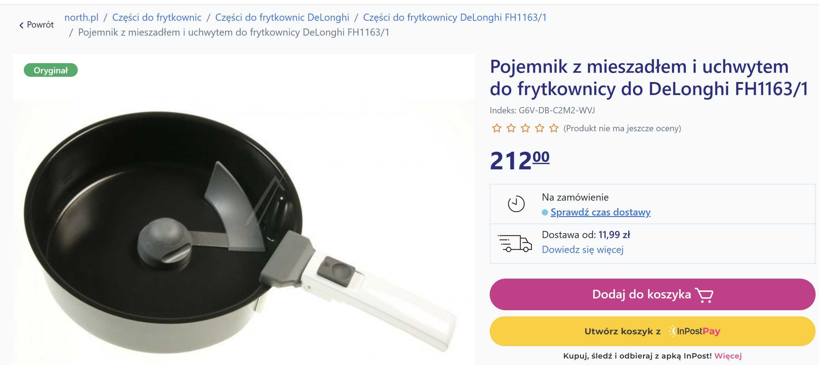 pojemnik z mieszadłem i uchwytem do frytkownicy DeLonghi