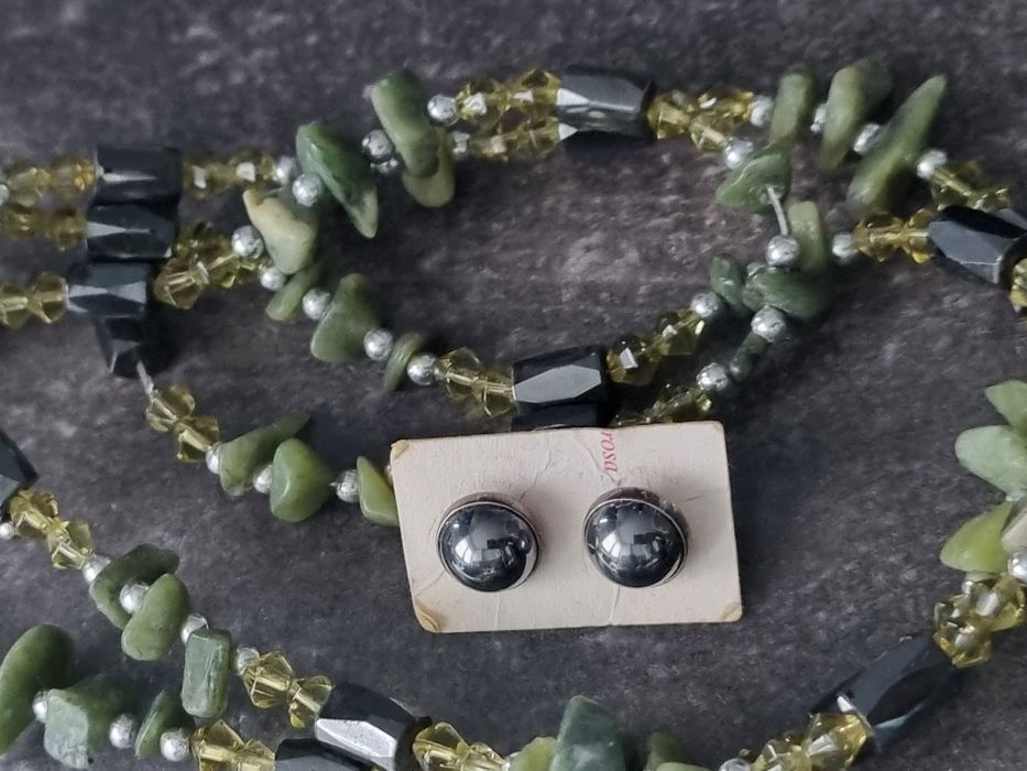 Magnetyczny Naszyjnik / bransoletka zielony, oliwkowy,stalowy, srebrny