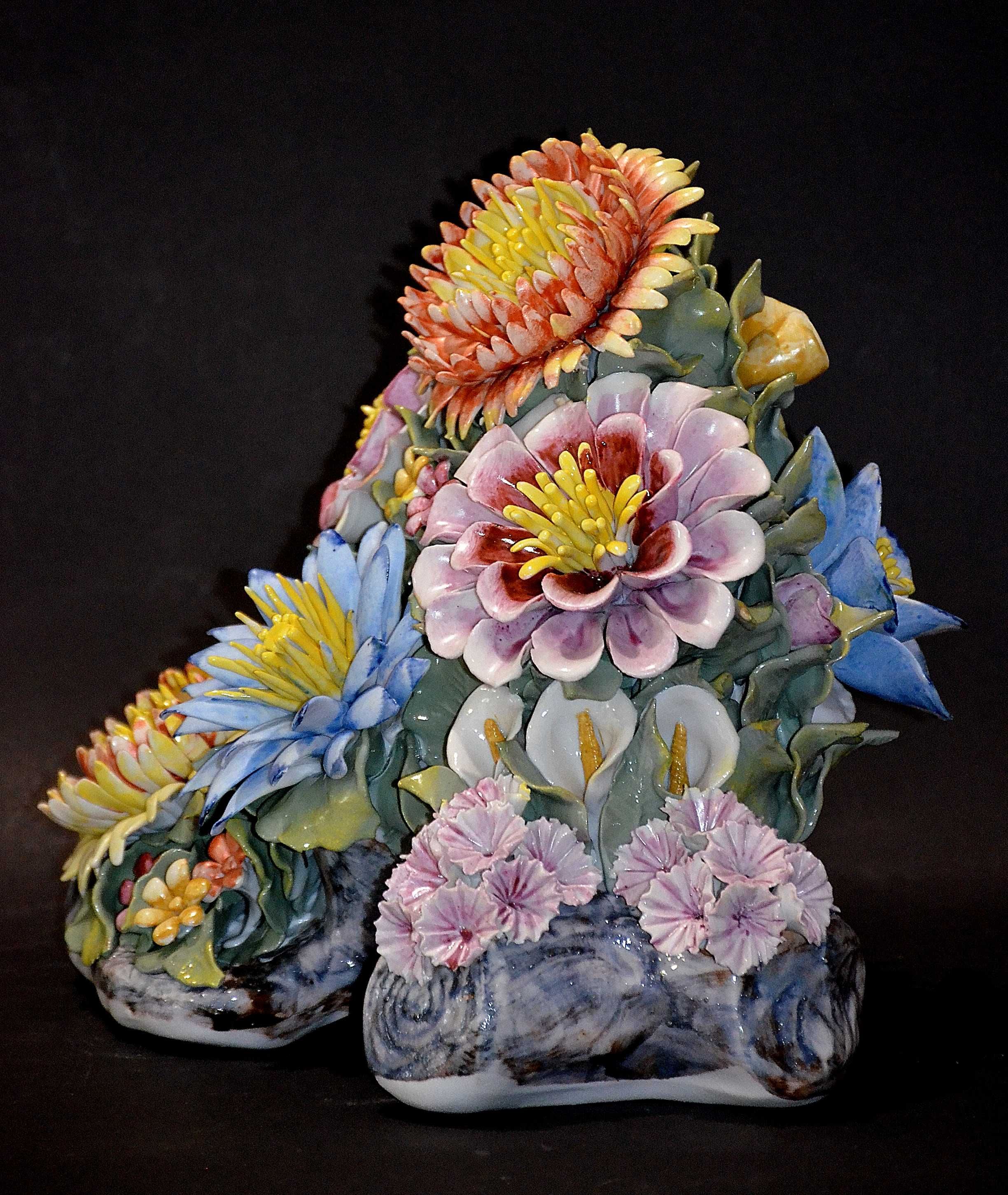 Porcelana ROCERAM aranżacja kwiatowa duża 24,5cm do kolekcji