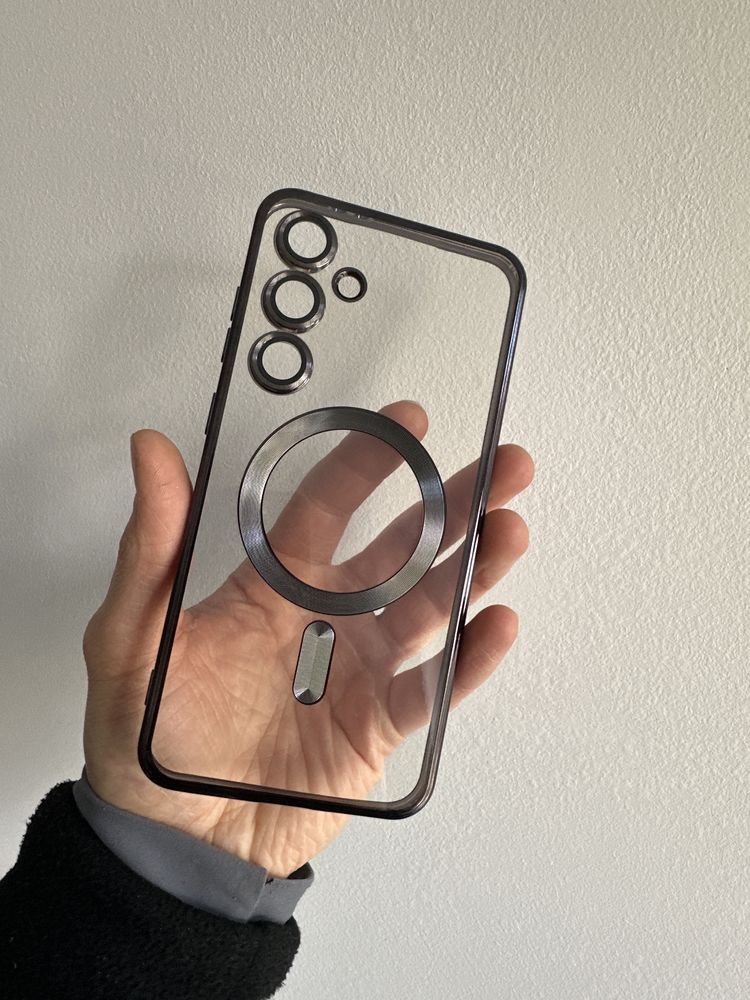 Etui plecki czarne MagSafe + SZKŁO CAŁY EKRAN 5D do Samsung S24 FE