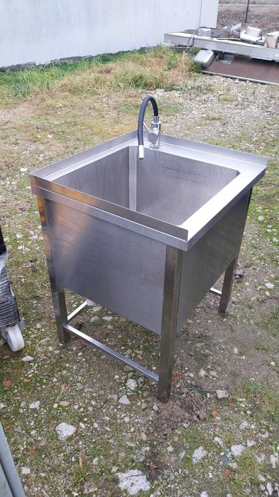 Basen gastronomiczny spawany z baterią | 70x64x85 cm