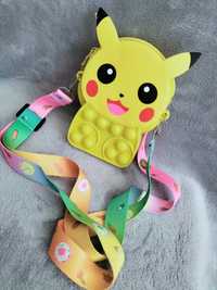 Gumowa torebka Pokemon Pikachu żółta na ramię Pop it