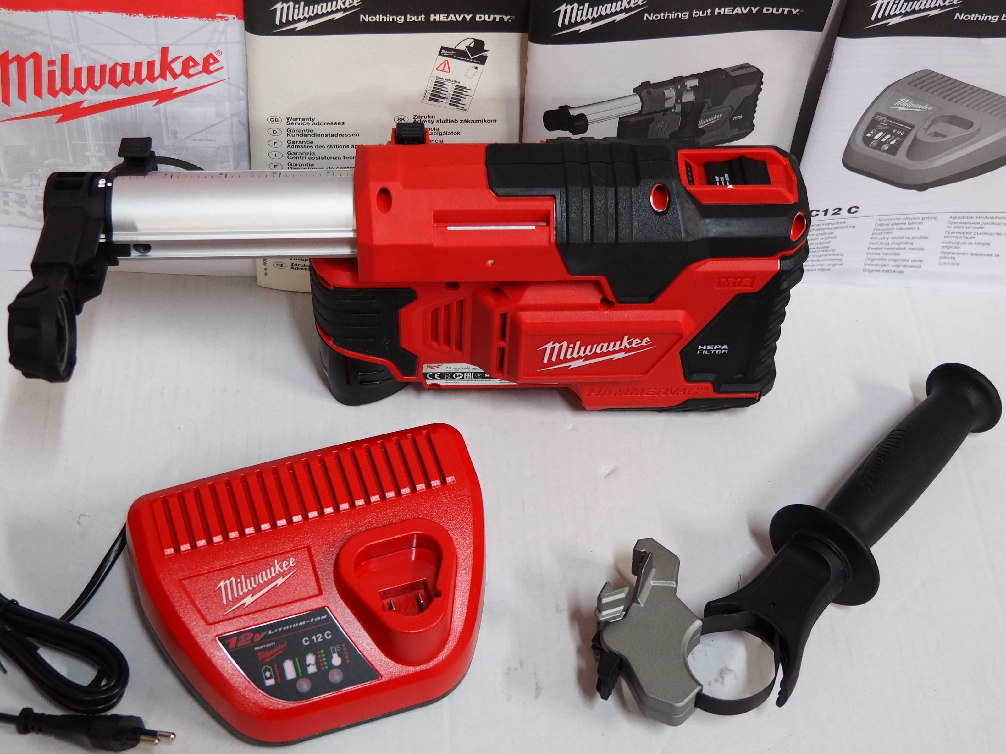 Odsysacz MILWAUKEE M12 DE odkurzacz do młotowiertarka 12v ladowarka