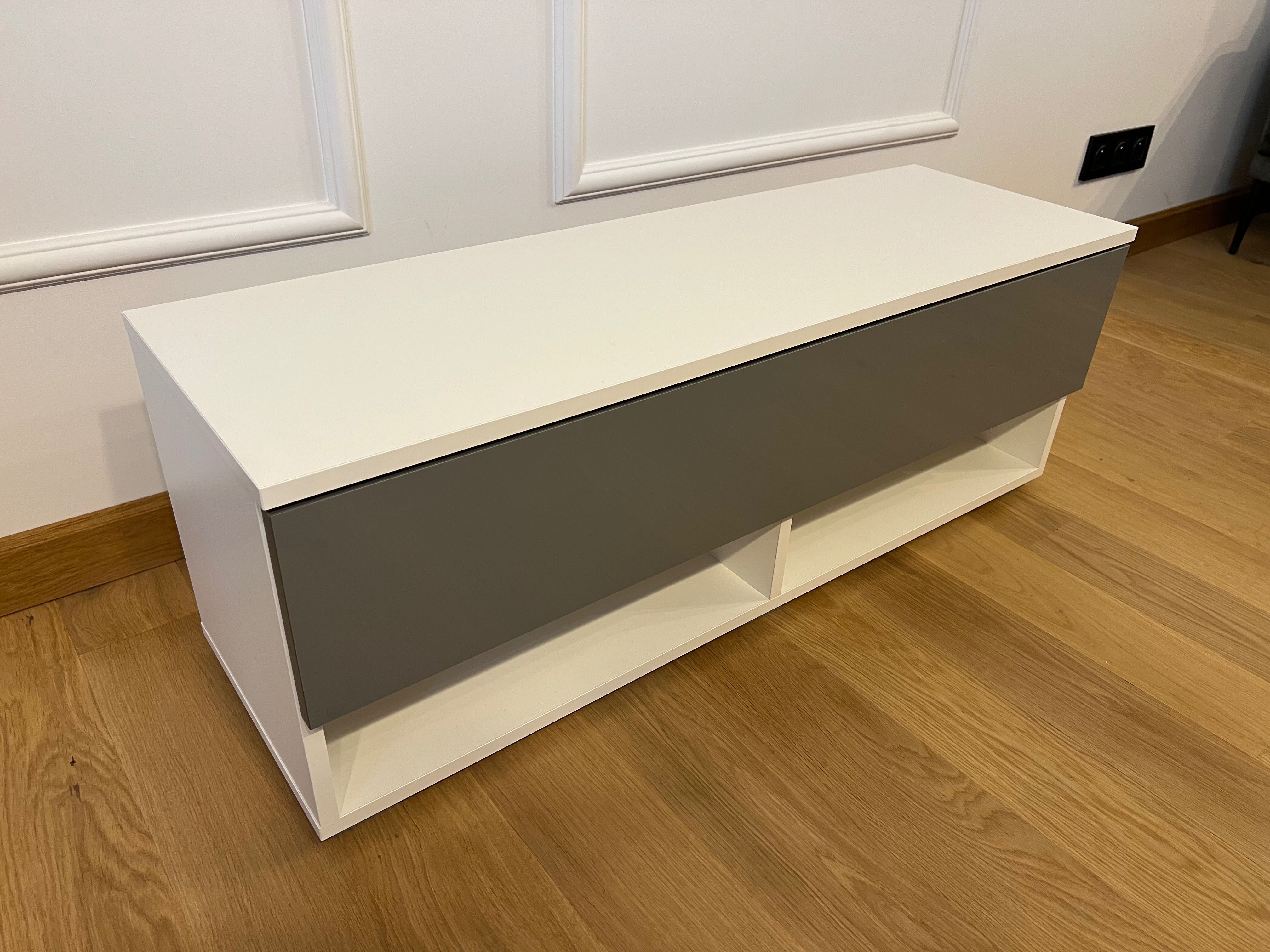 Szafka RTV szerokość 100cm stolik pod telewizor biel szary połysk