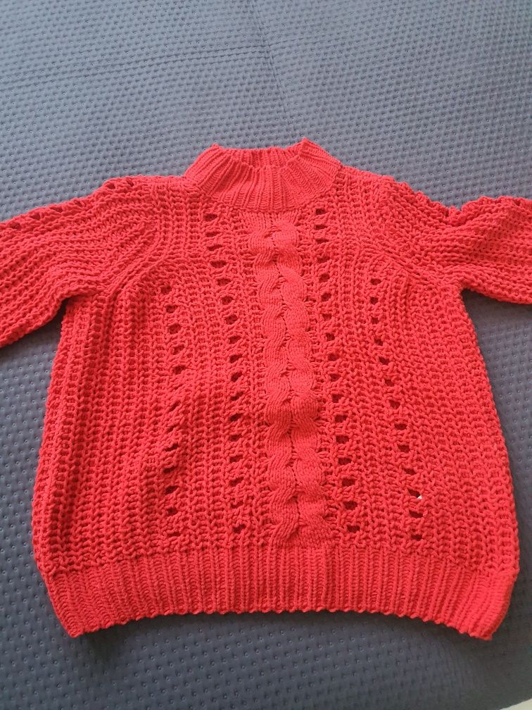 Sweter dzianinowy z vero mody czerwony retro w stanie idealnym