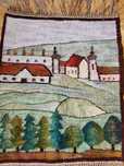 Piotr Grabowski "Zielony pejzaż "kilim,Cepelia,gobelin makata Wsylka