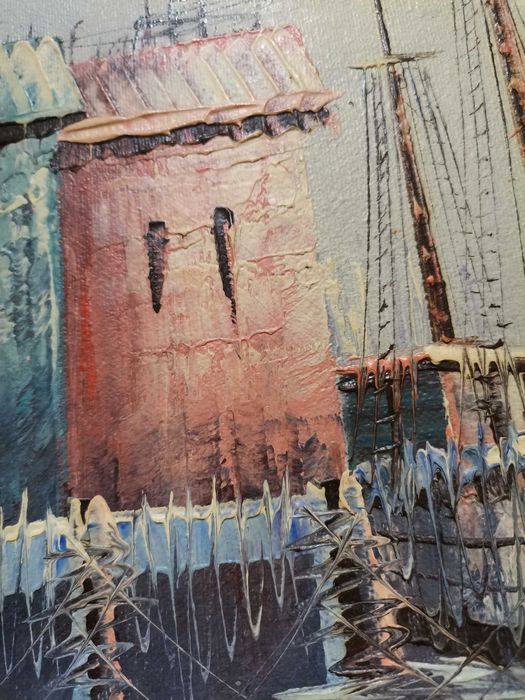 Pintura a óleo com moldura