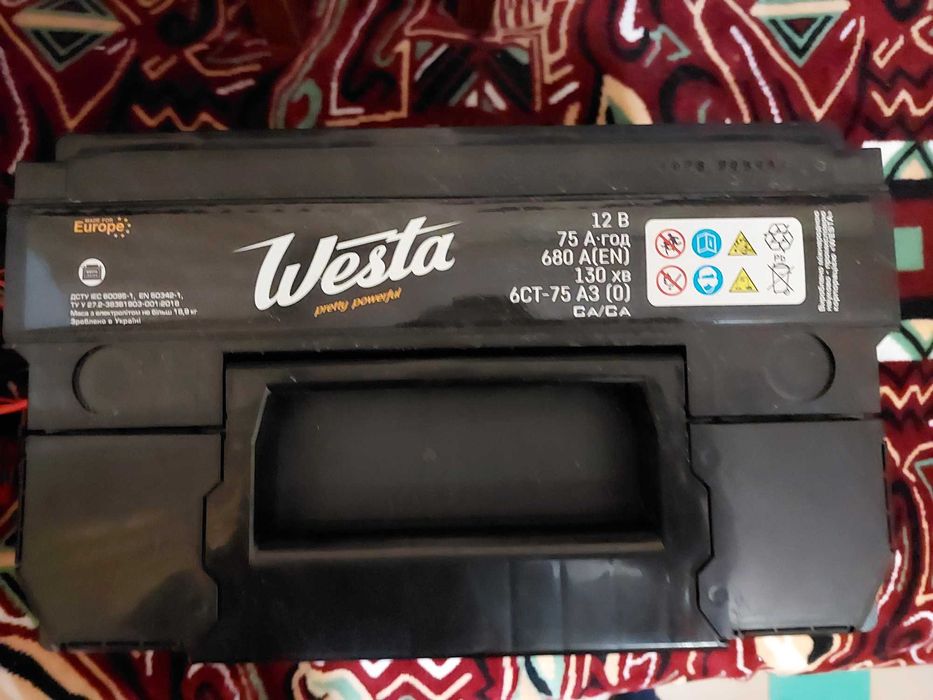 Автомобільний акумулятор WESTA 6CT-75 А Pretty Powerful