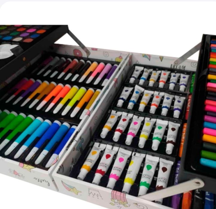 Набор набір для малювання рисования 145 предметів поні в металевому к