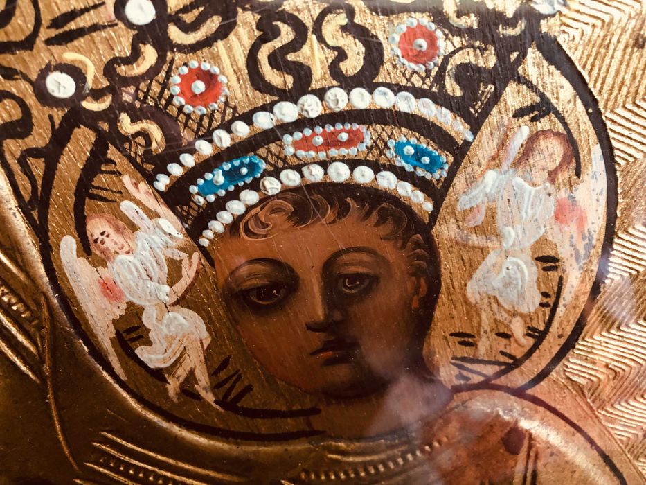 Matka Boska Częstochowska zabytkowy duży stary OBRAZ IKONA XIX/XX wiek