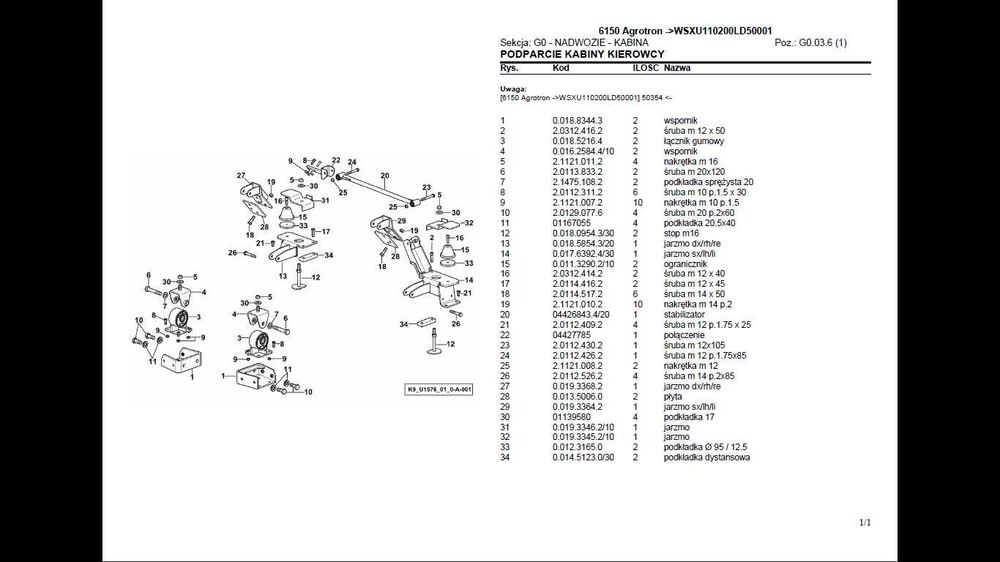 DEUTZ FAHR Agrotron 6150 katalog części po Polsku
