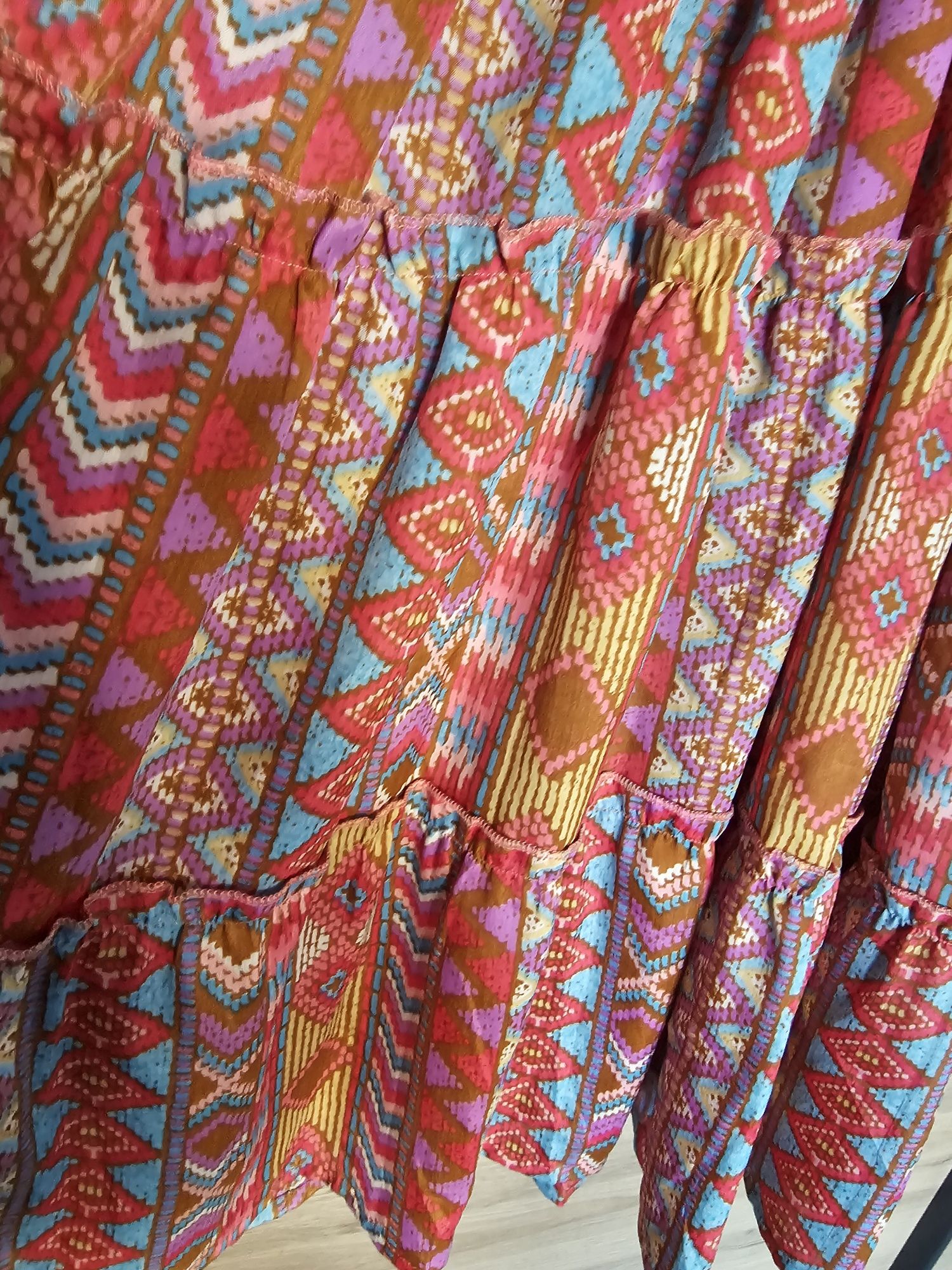 Letnia jedwabna sukienka boho hiszpanka jedwab rozm uniwersalny