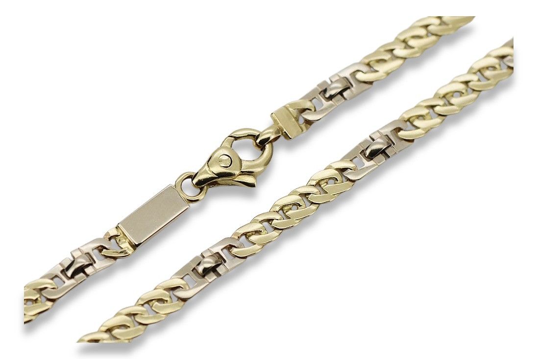 Złoty łańcuszek bikolor 14k 585 włoski pełny pancerka cc043yw 50cm Wr
