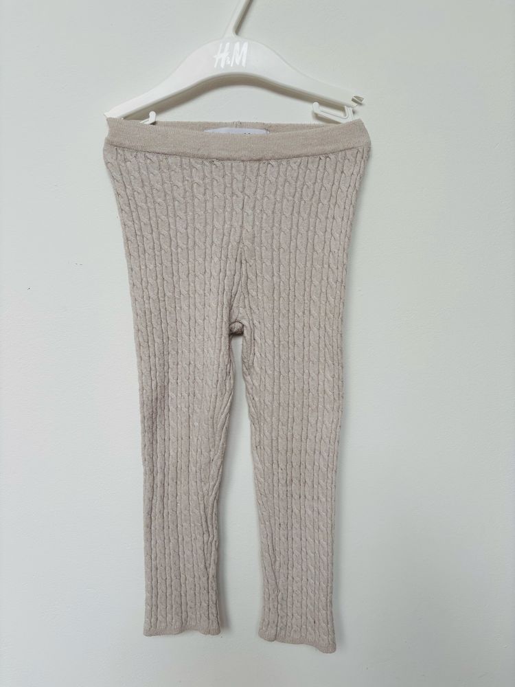 Zara zestaw legginsy i sweter półgolf dzianina prążek 98