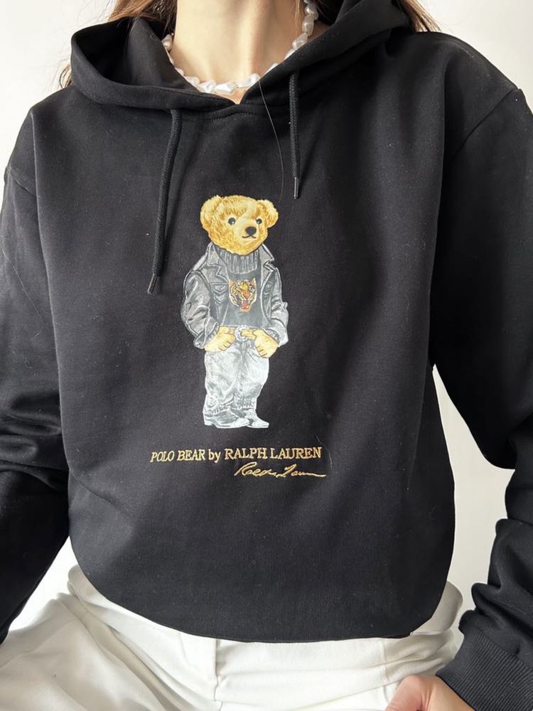 Ralph lauren bluza z kapturem czarna damska polo bear miś XXXL NOWA!