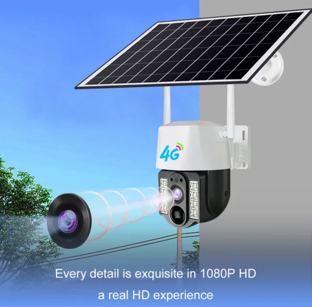 Якісна камера відеонагляду 10х ЗУМ 4g сім IP сонячна панель автономна