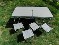 Крепкий стол для пикника 4 стула табуретки белый регулируемый