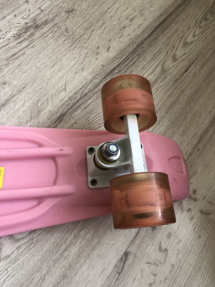 Penny board пенни борд нежно розовый со светящимися колёсами