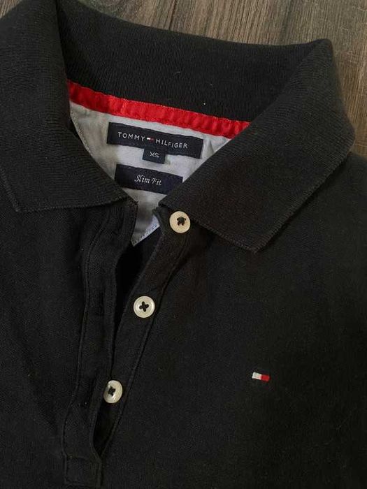 Czarne Polo damskie koszulka Polo Tommy Hilfiger slim fit